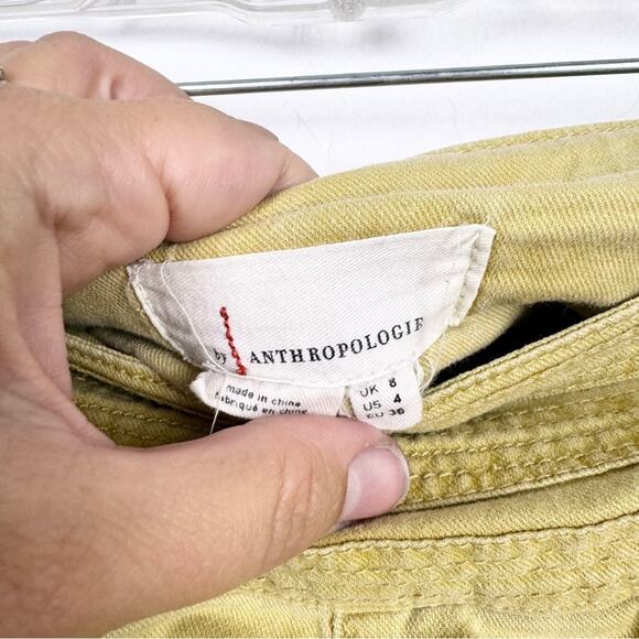 Anthropologie Hi-Rise Boardwalk Linen Blend Side Button Shorts In Mustard Size 4 - Picture 8 of 12